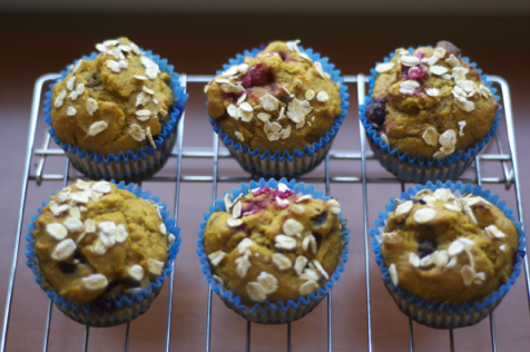 orange blueberry cranberry muffins